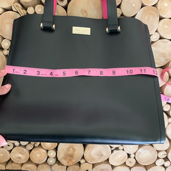 Kate Spade Black Sweetheart Pink Kyra Arbour Hill Leather Tote Bag - Picture 11 of 14